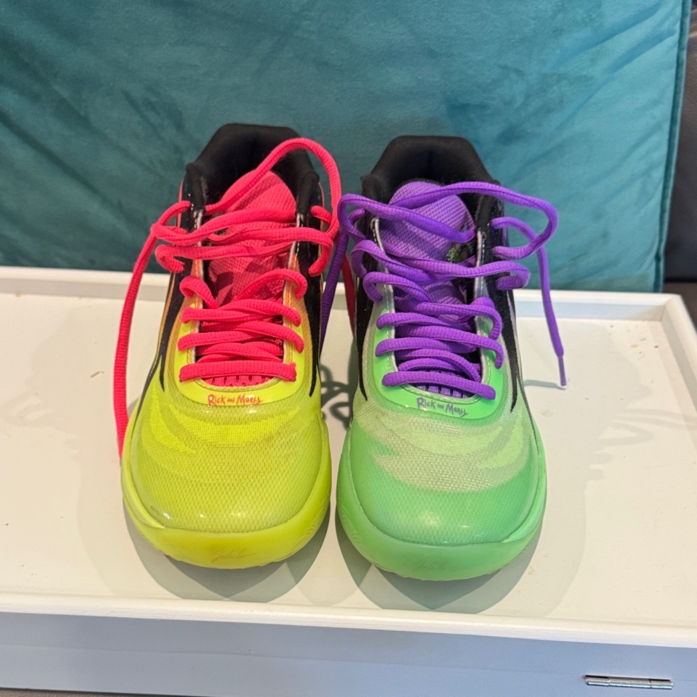 Puma Kids Sneakers - Neon Pink and Green with Purple Accents